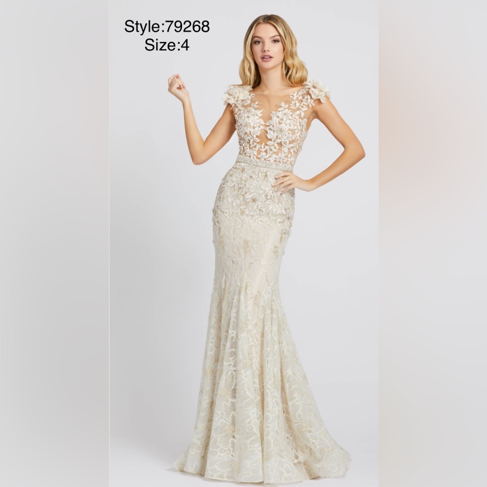 High neck shoulder flower detail mermaid gown - Picture 1 of 11